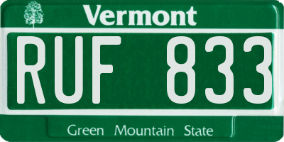VT license plate RUF833