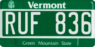 VT license plate RUF836