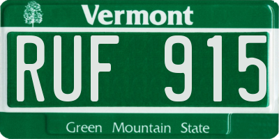 VT license plate RUF915