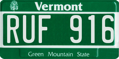 VT license plate RUF916