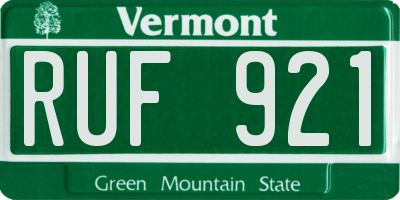 VT license plate RUF921