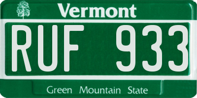 VT license plate RUF933