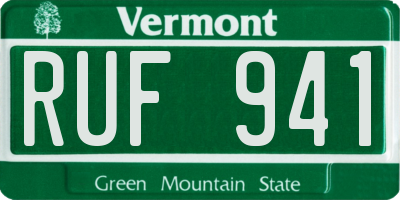 VT license plate RUF941