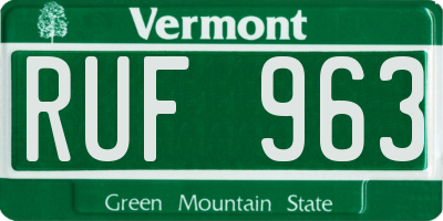 VT license plate RUF963
