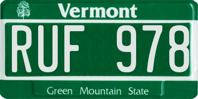 VT license plate RUF978
