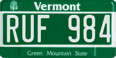 VT license plate RUF984