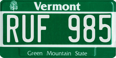 VT license plate RUF985