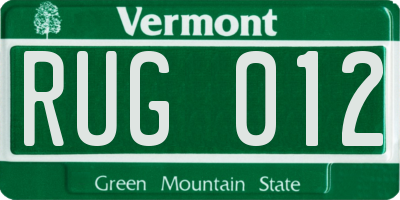 VT license plate RUG012