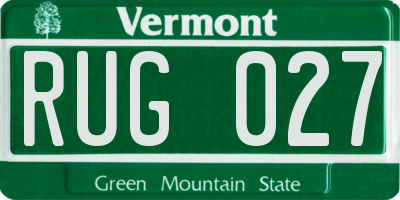 VT license plate RUG027