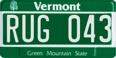 VT license plate RUG043