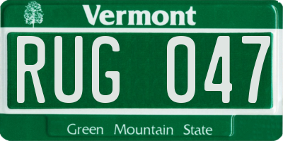VT license plate RUG047