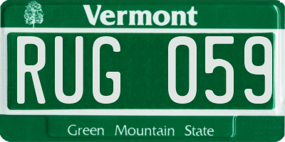 VT license plate RUG059