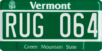 VT license plate RUG064