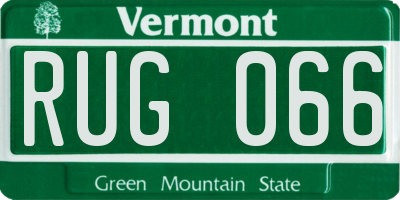 VT license plate RUG066