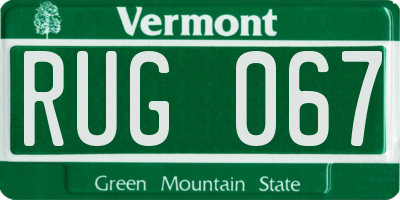 VT license plate RUG067