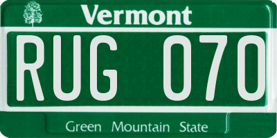 VT license plate RUG070