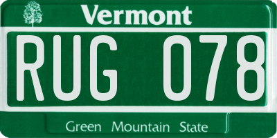 VT license plate RUG078
