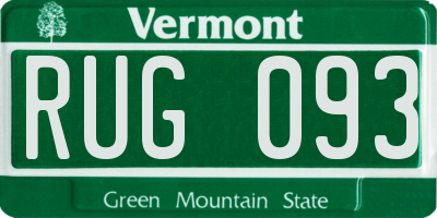 VT license plate RUG093