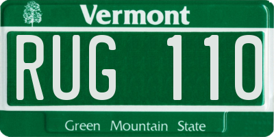 VT license plate RUG110