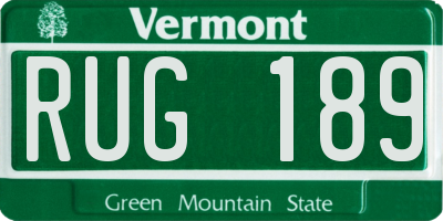 VT license plate RUG189