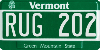 VT license plate RUG202
