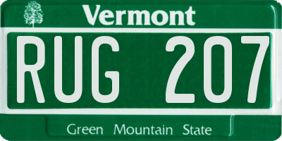VT license plate RUG207