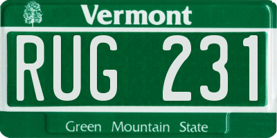 VT license plate RUG231