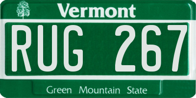 VT license plate RUG267