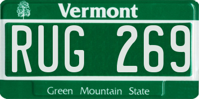 VT license plate RUG269