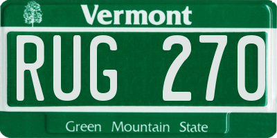 VT license plate RUG270