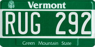 VT license plate RUG292