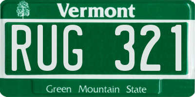 VT license plate RUG321