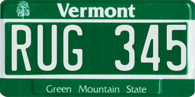 VT license plate RUG345