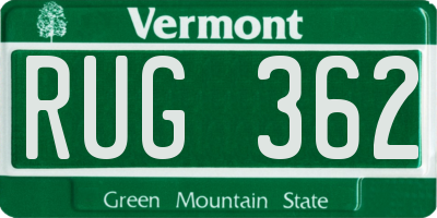 VT license plate RUG362