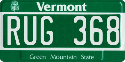 VT license plate RUG368