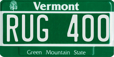 VT license plate RUG400