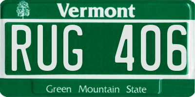 VT license plate RUG406