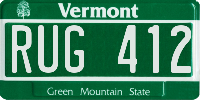 VT license plate RUG412