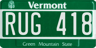 VT license plate RUG418