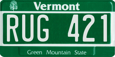 VT license plate RUG421