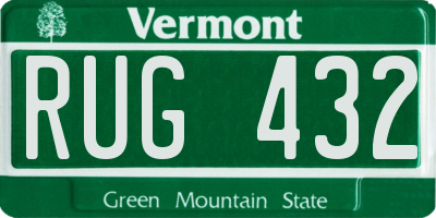 VT license plate RUG432