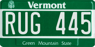 VT license plate RUG445