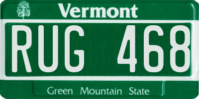 VT license plate RUG468