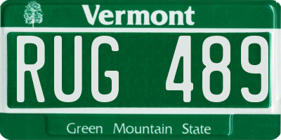 VT license plate RUG489
