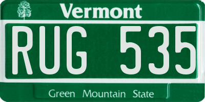 VT license plate RUG535