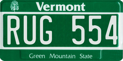 VT license plate RUG554
