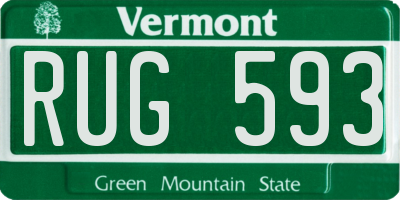 VT license plate RUG593