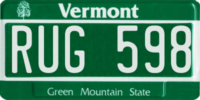 VT license plate RUG598