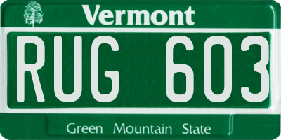 VT license plate RUG603