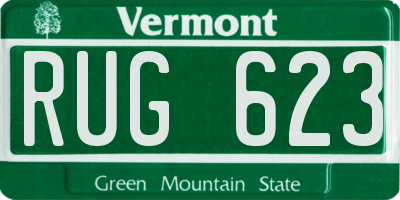 VT license plate RUG623